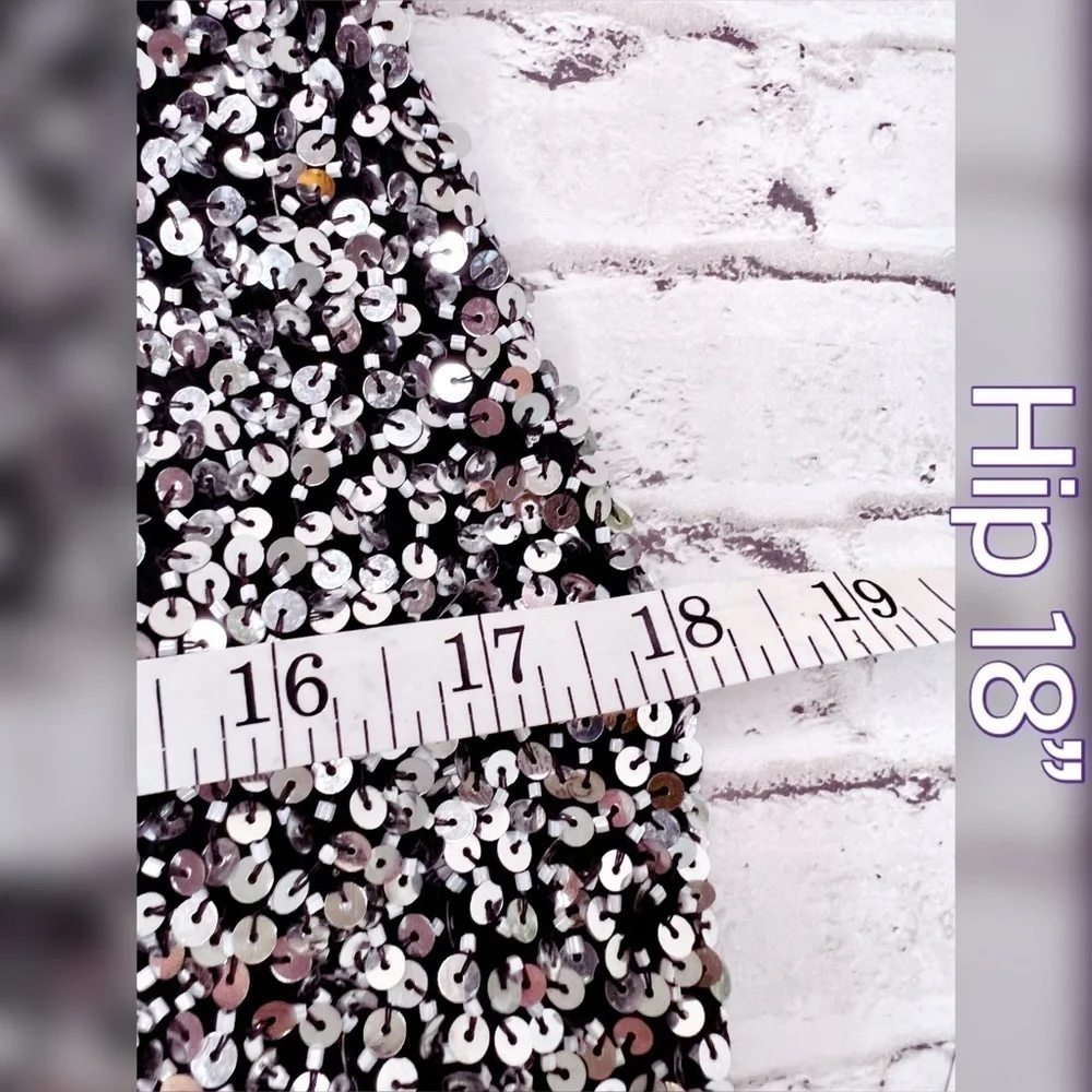 Stenay Vintage Silver Sequin Party Dress made in India Silk Lining 10 - Picture 11 of 14